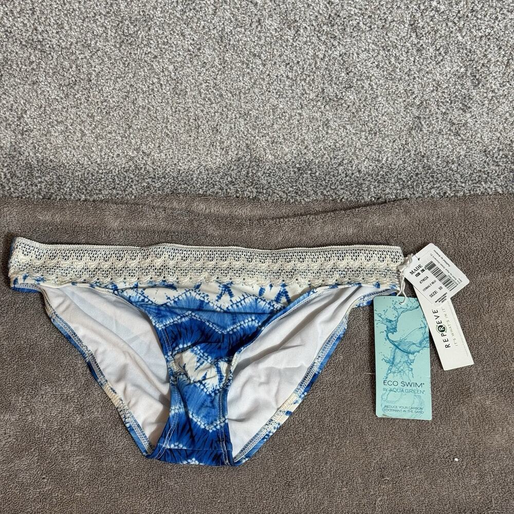 Eco Swim Bikini Bottom Women Sz 10 Boho Lace Ethereal Romantic Tie Dye Beachwear